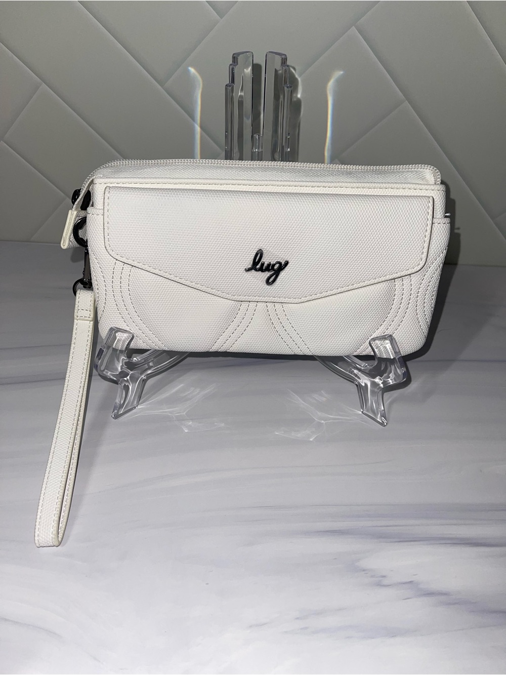Lug Blitz Matte Luxe Vegan Leather White wristlet / new with slight imperfection
